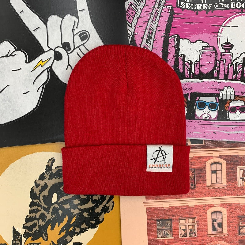 Roll Up Tag Beanie, Red - Anarchy Coffee Roasters